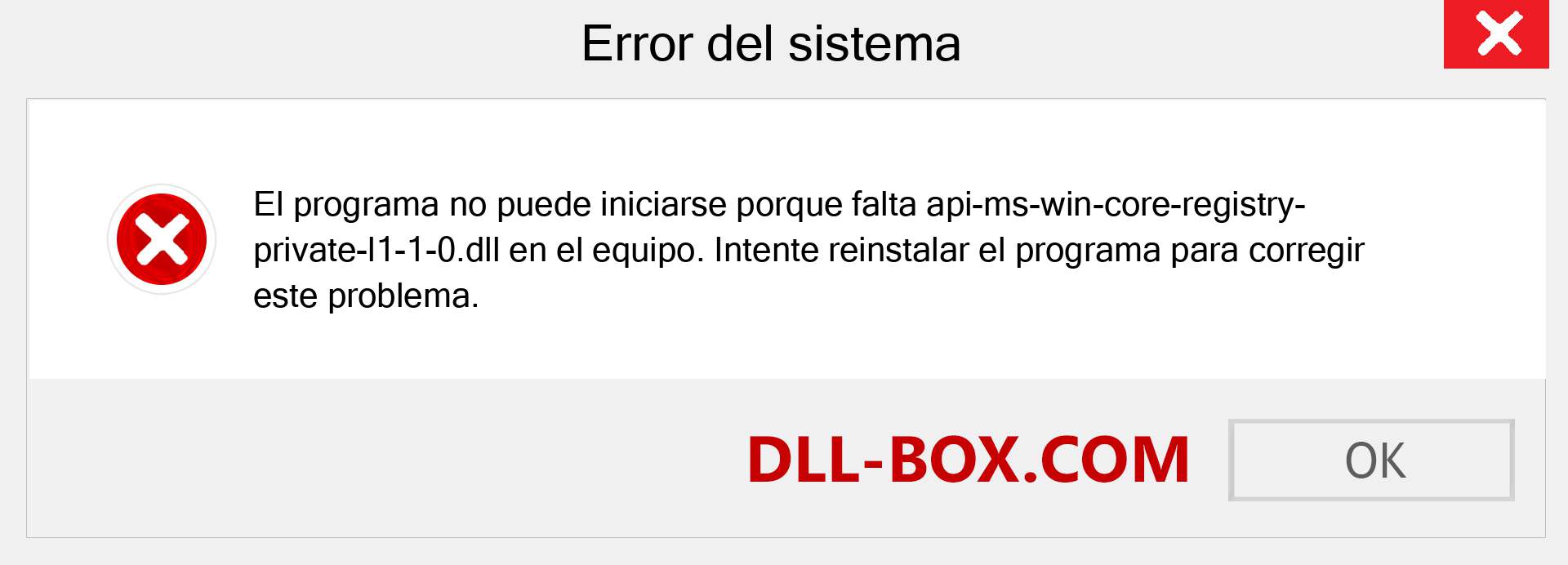 ¿Falta el archivo api-ms-win-core-registry-private-l1-1-0.dll ?. Descargar para Windows 7, 8, 10 - Corregir api-ms-win-core-registry-private-l1-1-0 dll Missing Error en Windows, fotos, imágenes